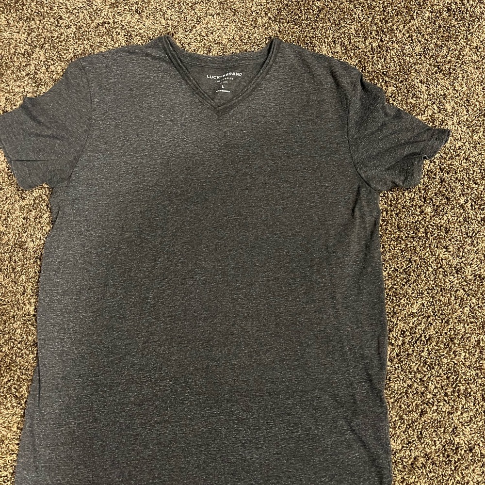 Lucky Brand Men's Dark Gray V-Neck Tee